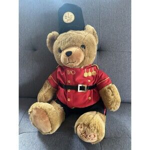 FAO Schwartz Toys Plush Bear Solider Stuffed Animal 16” Tan Uniform Hat